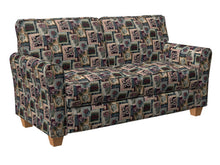 Load image into Gallery viewer, Essentials Geometric Floral Upholstery Tapestry Fabric Mauve Burgundy Teal / Brandy
