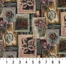Load image into Gallery viewer, Essentials Geometric Floral Upholstery Tapestry Fabric Mauve Teal Olive / Clover