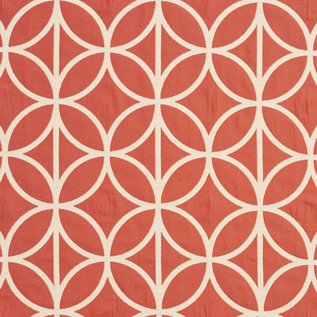 Essentials Upholstery Drapery Geometric Medallion Fabric / Coral