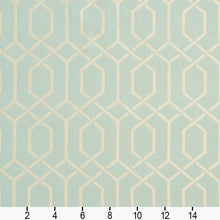 Load image into Gallery viewer, Essentials Upholstery Drapery Geometric Trellis Fabric / Aqua Blue