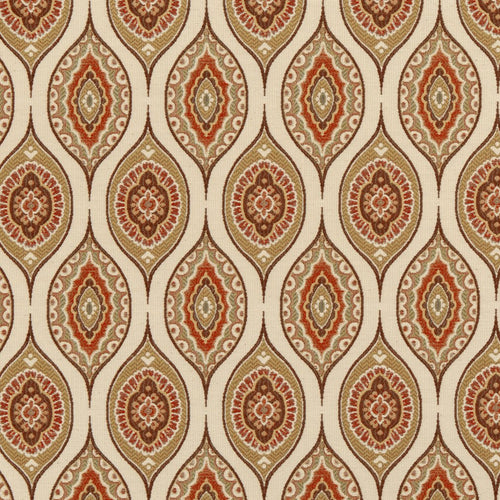 Essentials Upholstery Drapery Medallion Fabric / Brown Coral Beige