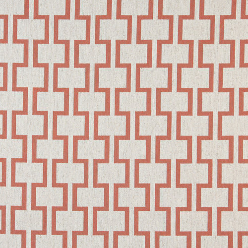 Essentials Heavy Duty Upholstery Geometric Trellis Fabric / Coral White