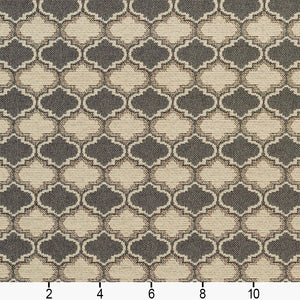 Essentials Outdoor Upholstery Drapery Geometric Trellis Fabric / Gray Beige