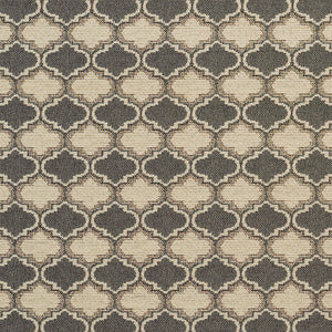 Essentials Outdoor Upholstery Drapery Geometric Trellis Fabric / Gray Beige