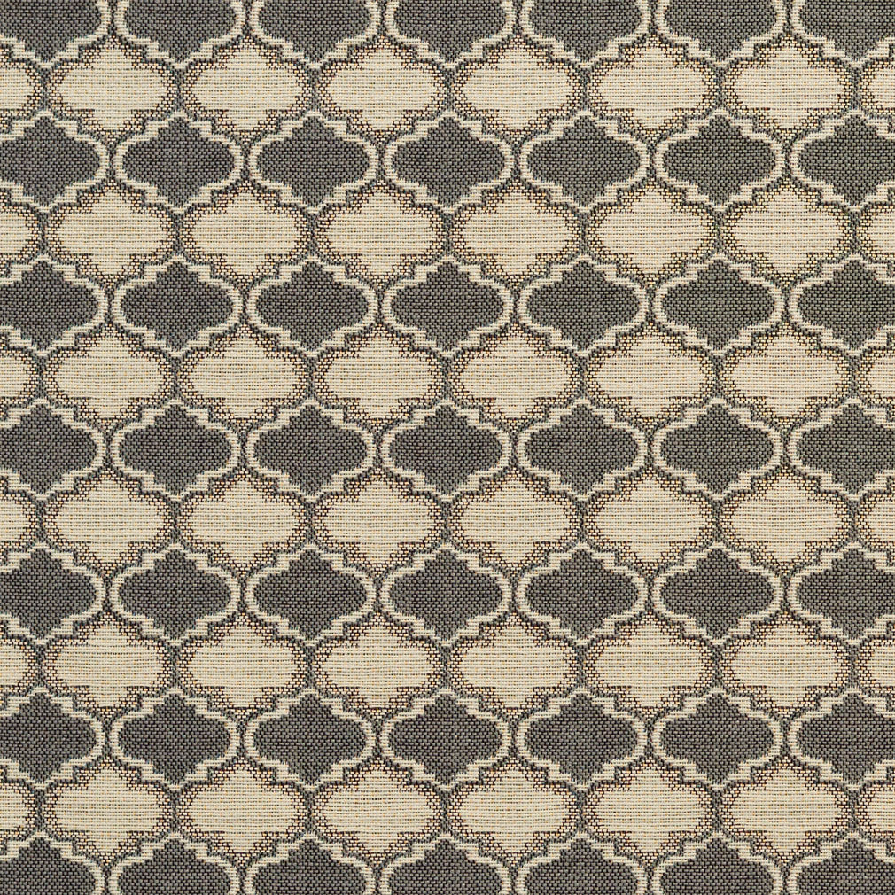 Essentials Outdoor Upholstery Drapery Geometric Trellis Fabric / Gray Beige