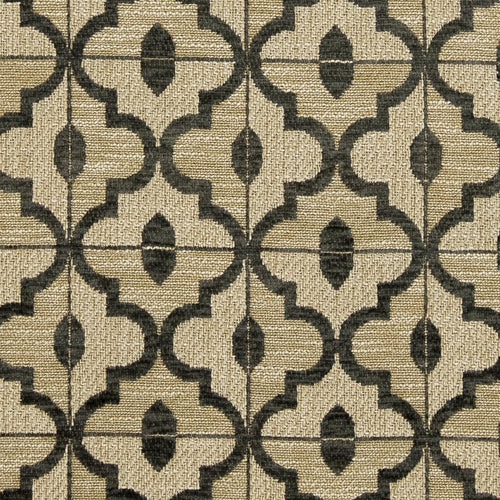Essentials Heavy Duty Geometric Trellis Upholstery Drapery Fabric / Gray Beige