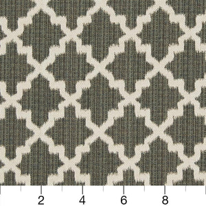 Essentials Heavy Duty Geometric Trellis Upholstery Drapery Fabric / Gray White