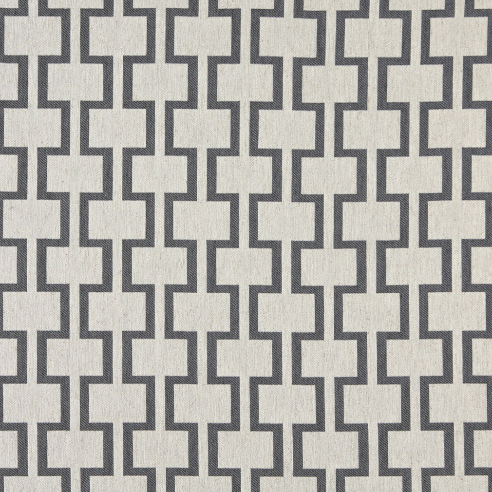 Essentials Heavy Duty Upholstery Geometric Trellis Fabric / Gray White