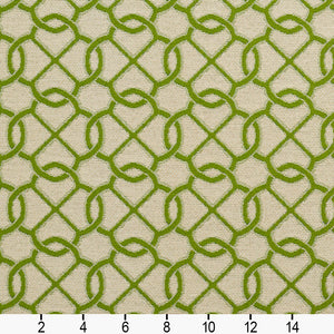 Essentials Outdoor Upholstery Drapery Geometric Trellis Fabric / Lime Beige