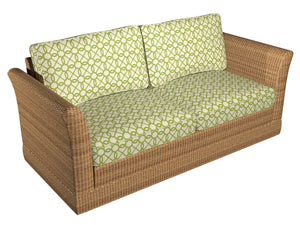 Essentials Outdoor Upholstery Drapery Geometric Trellis Fabric / Lime Beige