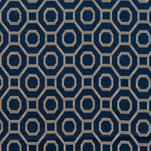 Load image into Gallery viewer, Essentials Heavy Duty Upholstery Drapery Geometric Trellis Fabric Navy / Sapphire