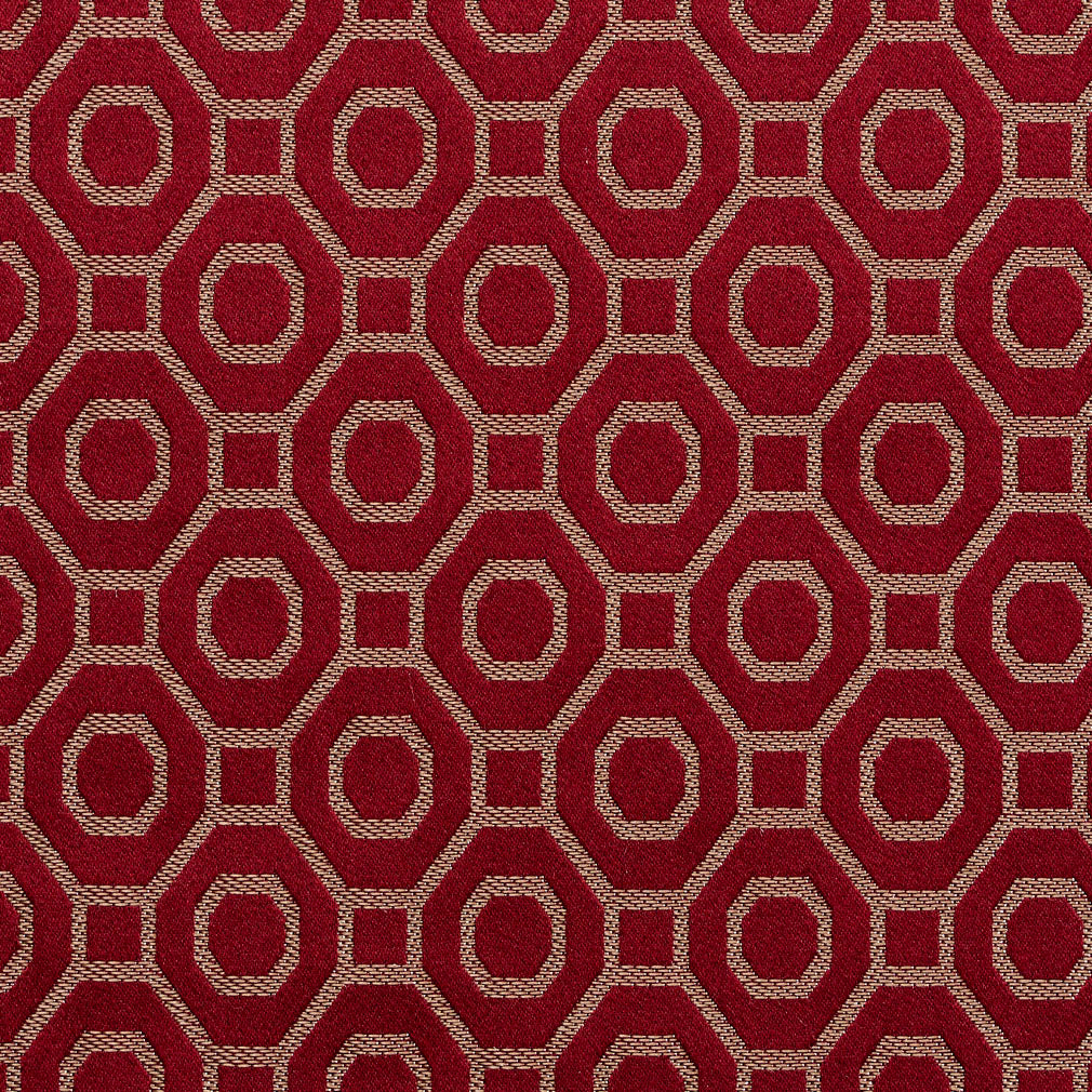 Essentials Heavy Duty Upholstery Drapery Geometric Trellis Fabric Red / Merlot