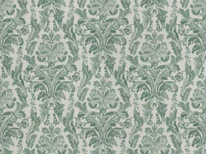 Cream Seafoam Teal Green Damask Upholstery Drapery Fabric