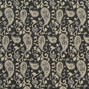 Essentials Gray Beige White Upholstery Fabric / Sterling Paisley