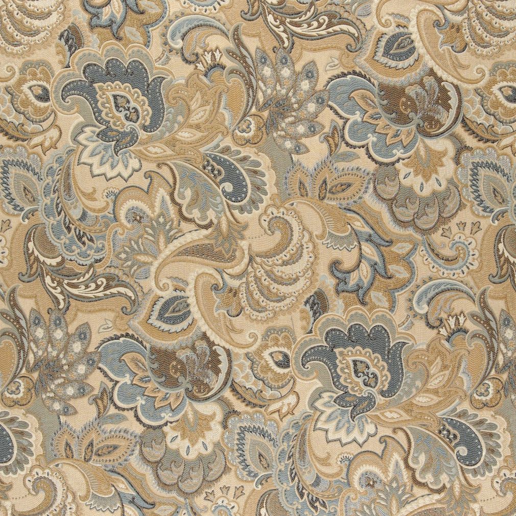 Essentials Cityscapes Gray Blue Brown Beige Cream Floral Paisley Upholstery Drapery Fabric