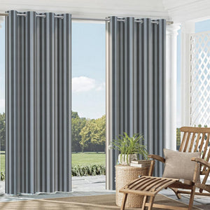 Essentials Outdoor Stain Resistant Upholstery Drapery Fabric Gray / Heather Stripe