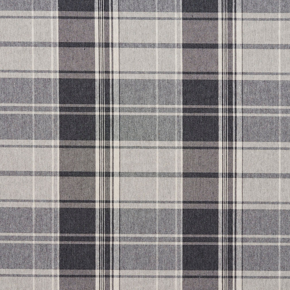 Essentials Gray White Checkered Upholstery Fabric / Sterling Plaid