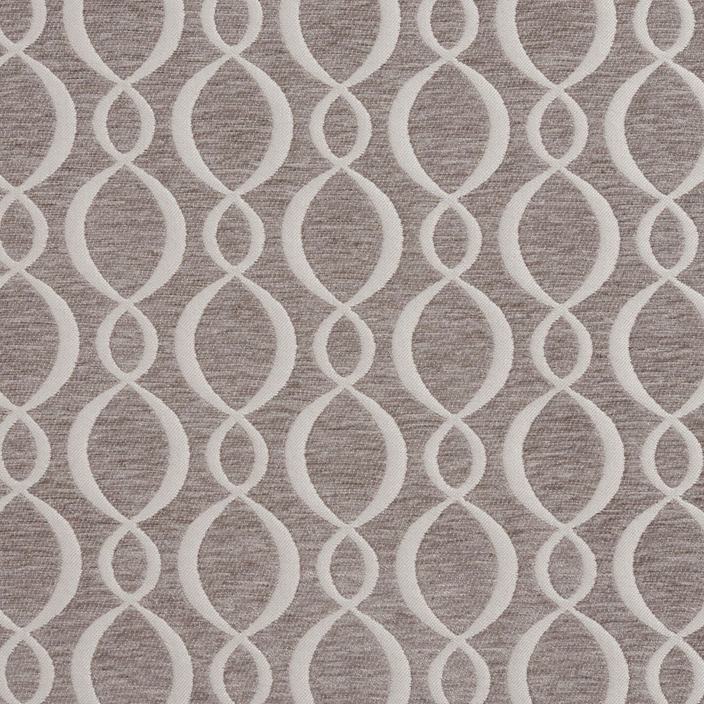 Essentials Chenille Gray White Oval Trellis Upholstery Fabric