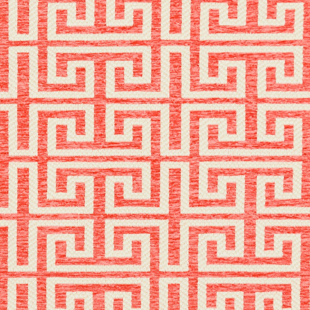 Essentials Upholstery Drapery Greek Key Fabric / Coral