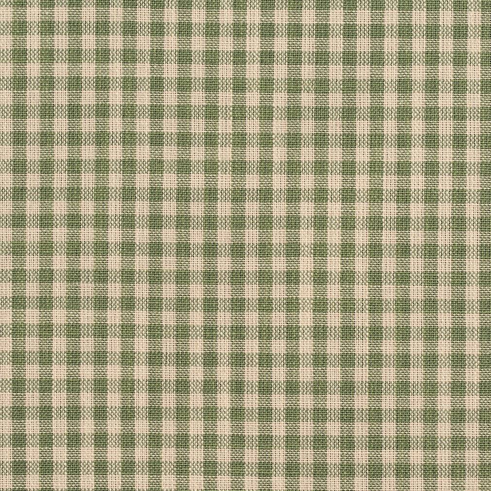 Essentials Green Beige Checkered Upholstery Drapery Fabric / Juniper Gingham