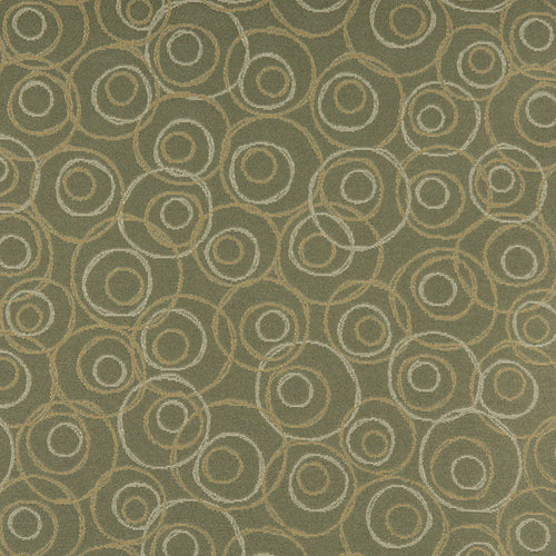 Essentials Mid Century Modern Geometric Green Beige Circles Upholstery Fabric / Aloe