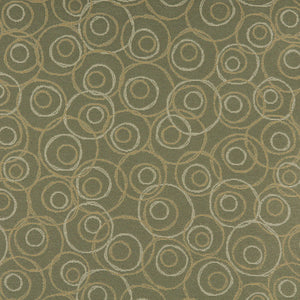 Essentials Mid Century Modern Geometric Green Beige Circles Upholstery Fabric / Aloe