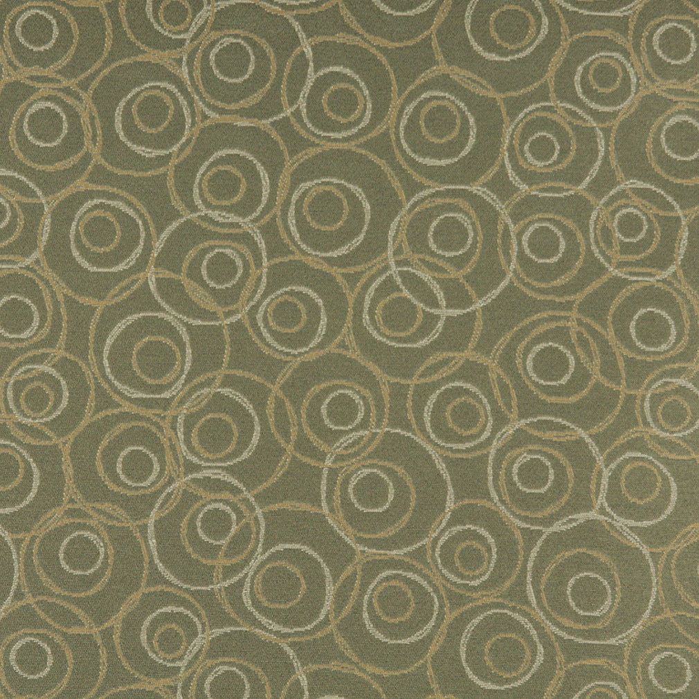 Essentials Mid Century Modern Geometric Green Beige Circles Upholstery Fabric / Aloe