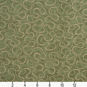 Essentials Heavy Duty Green Beige Squiggly Upholstery Fabric / Ivy