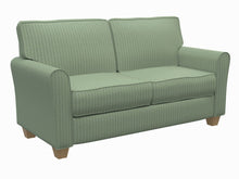 Load image into Gallery viewer, Essentials Green Beige Stripe Upholstery Drapery Fabric / Juniper Pinstripe