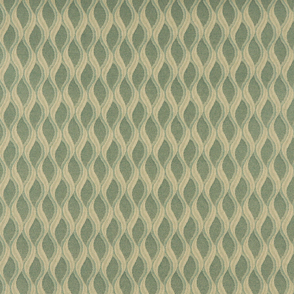 Essentials Mid Century Modern Geometric Upholstery Drapery Fabric Green Beige Trellis / Celadon
