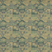 Load image into Gallery viewer, Essentials Mid Century Modern Geometric Green Blue Beige Upholstery Fabric / Clover