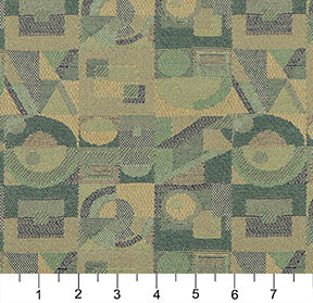 Essentials Mid Century Modern Geometric Green Blue Beige Upholstery Fabric / Clover
