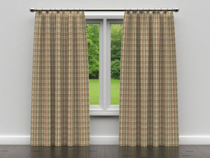 Essentials Green Brown Beige Checkered Upholstery Drapery Fabric / Juniper Plaid