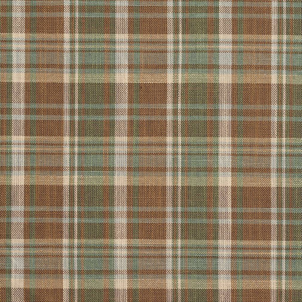 Essentials Green Brown Beige Checkered Upholstery Drapery Fabric / Juniper Plaid