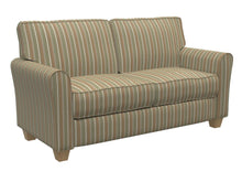 Load image into Gallery viewer, Essentials Green Brown Beige Upholstery Drapery Fabric / Juniper Stripe