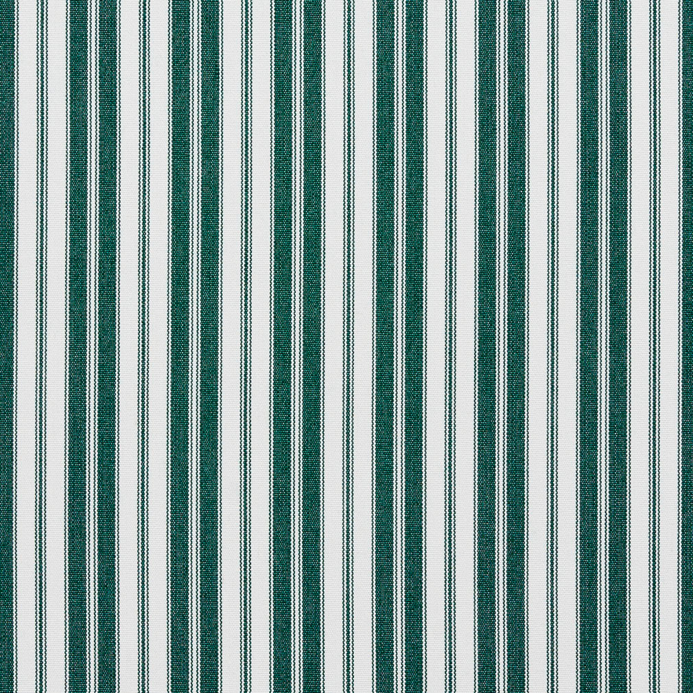 Essentials Outdoor Green White Forest Classic Stripe Upholstery Fabric