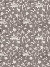 Load image into Gallery viewer, Asian Chinoiserie Pagoda Bird Print Toile Fabric / Grey