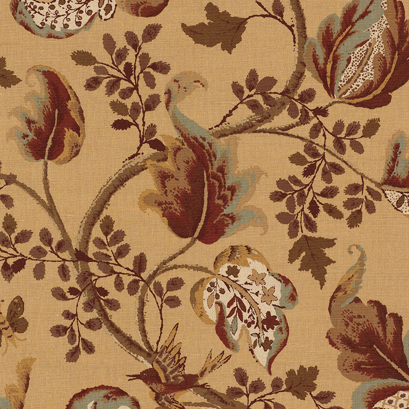 SCHUMACHER FOX HOLLOW FABRIC / HONEY AND SMOKE