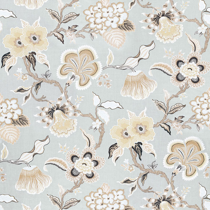 SCHUMACHER HOTHOUSE FLOWERS FABRIC / MINERAL