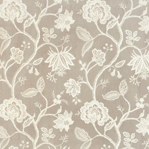 Hampton Court Beige Neutral Embroidered Jacobean Floral Linen Blend Fabric / Linen