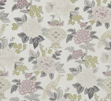 Load image into Gallery viewer, Floral Bird Asian Chinoiserie Drapery Fabric / Heather