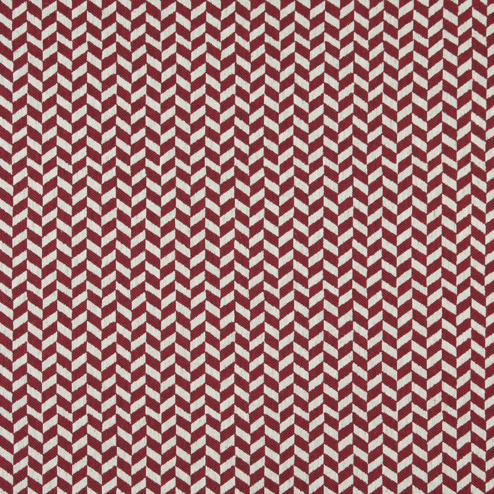 Essentials Heavy Duty Upholstery Herringbone Fabric / Burgundy White