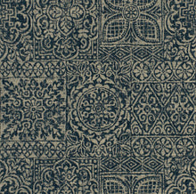 Load image into Gallery viewer, 2 Colors Tapestry Upholstery Fabric Navy Blue Beige Medallion