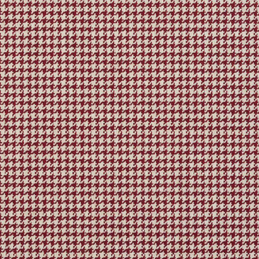 Essentials Heavy Duty Houndstooth Upholstery Drapery Fabric / Burgundy White