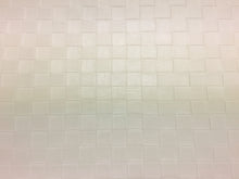 Load image into Gallery viewer, 1.3 Yard Designer Cream Ivory Basket Weave Geometric Faux Leather Vinyl Upholstery Fabric