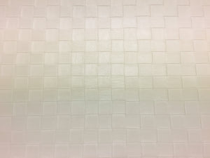 1.3 Yard Designer Cream Ivory Basket Weave Geometric Faux Leather Vinyl Upholstery Fabric