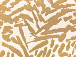 2.5 Yards Perennials Indoor Outdoor Fiddlesticks Abstract Wheat Beige White Feline Animal Geometric Pattern Water Resistant Upholstery Drapery Fabric