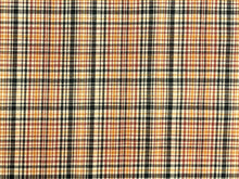 Load image into Gallery viewer, Water &amp; Stain Resistant Cotton Orange Rusty Red Teal Green Cream Tartan Plaid Upholstery Drapery Fabric STA 6385