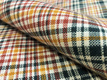 Load image into Gallery viewer, Water &amp; Stain Resistant Cotton Orange Rusty Red Teal Green Cream Tartan Plaid Upholstery Drapery Fabric STA 6385