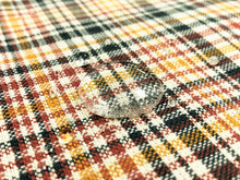 Load image into Gallery viewer, Water &amp; Stain Resistant Cotton Orange Rusty Red Teal Green Cream Tartan Plaid Upholstery Drapery Fabric STA 6385